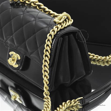 chanel bag gold handle|chanel top handle flap bag.